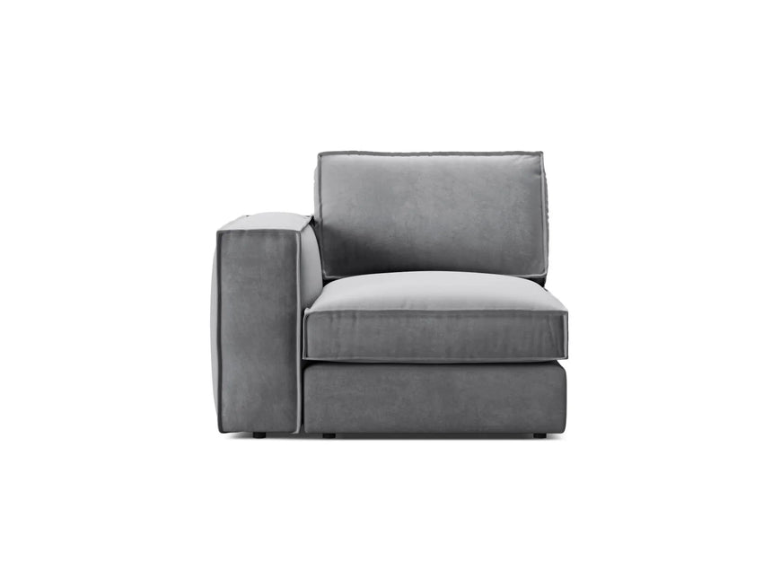 Pola Modulares 1-Sitzer Sofa Sitzelement, Linke Seite, aus Samt in Grau (Salvador 17), 103x103 cm von Micadoni – Bild 1