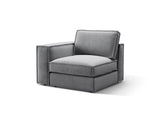 Pola Modulares 1-Sitzer Sofa Sitzelement, Linke Seite, aus Samt in Grau (Salvador 17), 103x103 cm von Micadoni – Bild 3