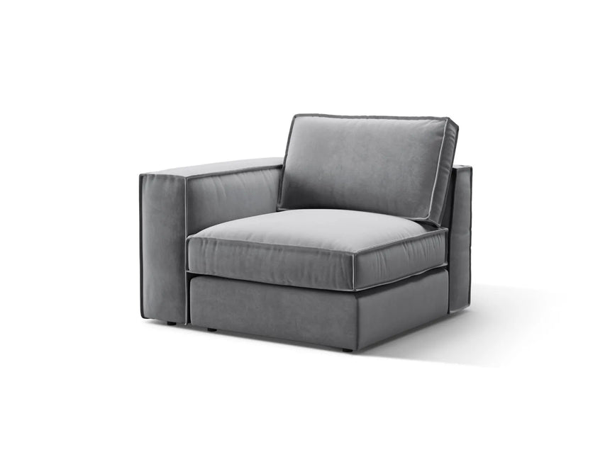 Pola Modulares 1-Sitzer Sofa Sitzelement, Linke Seite, aus Samt in Grau (Salvador 17), 103x103 cm von Micadoni – Bild 3