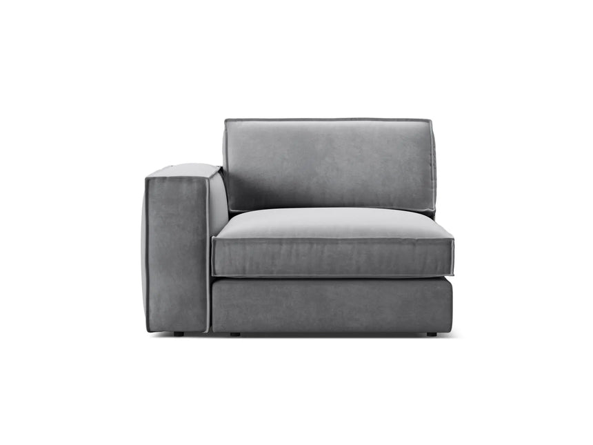 Pola Modulares 1-Sitzer Sofa Sitzelement, Linke Seite, aus Samt in Grau (Salvador 17), 103x118 cm von Micadoni – Bild 1