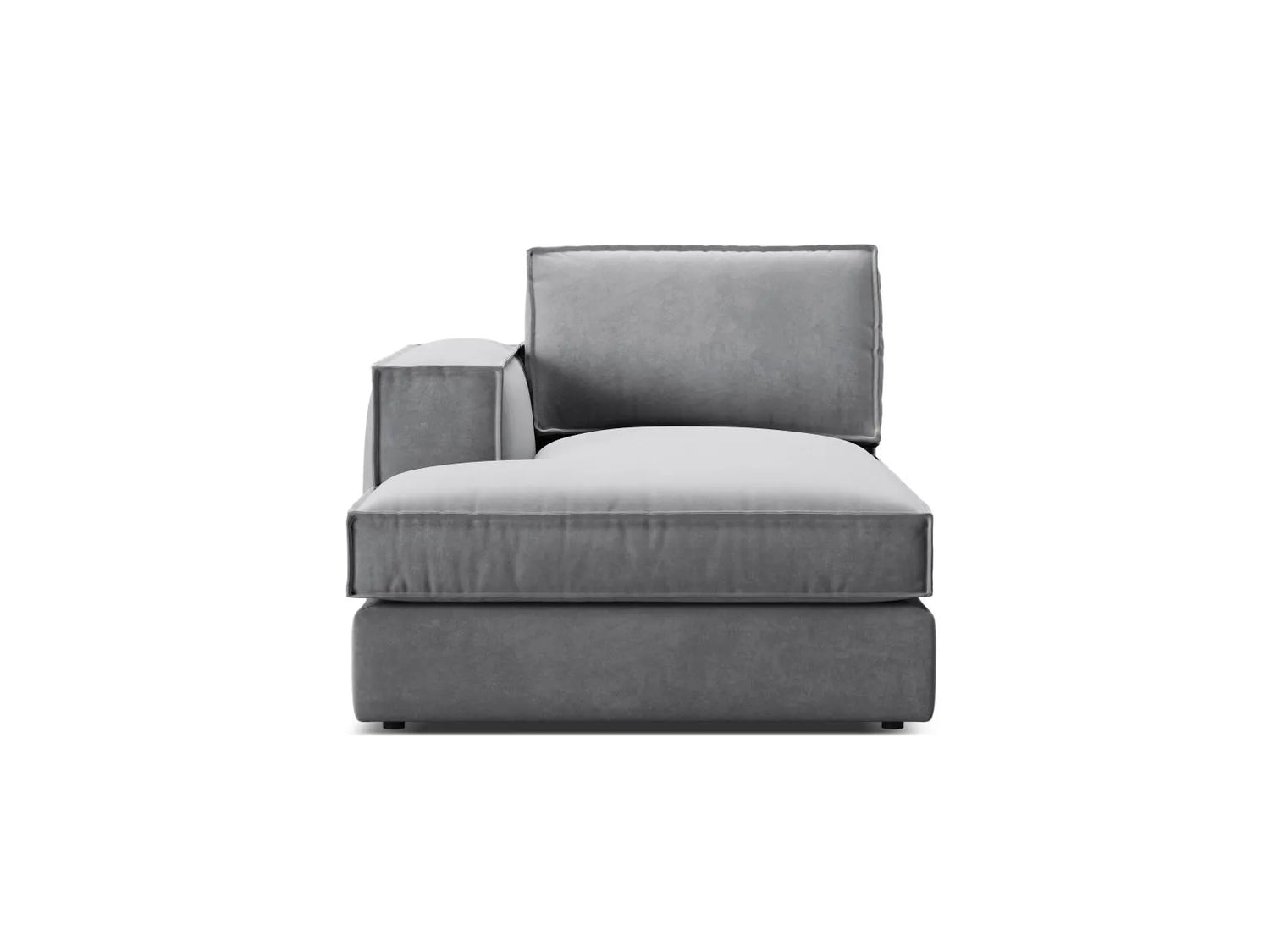 Pola Modulares 1-Sitzer Sofa Sitzelement, Linke Seite, aus Samt in Grau (Salvador 17), 103x158 cm von Micadoni – Bild 1