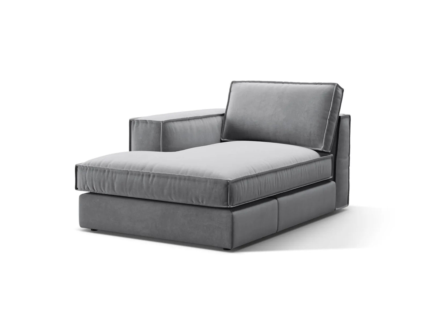 Pola Modulares 1-Sitzer Sofa Sitzelement, Linke Seite, aus Samt in Grau (Salvador 17), 103x158 cm von Micadoni – Bild 3