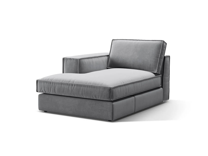 Pola Modulares 1-Sitzer Sofa Sitzelement, Linke Seite, aus Samt in Grau (Salvador 17), 103x158 cm von Micadoni – Bild 3