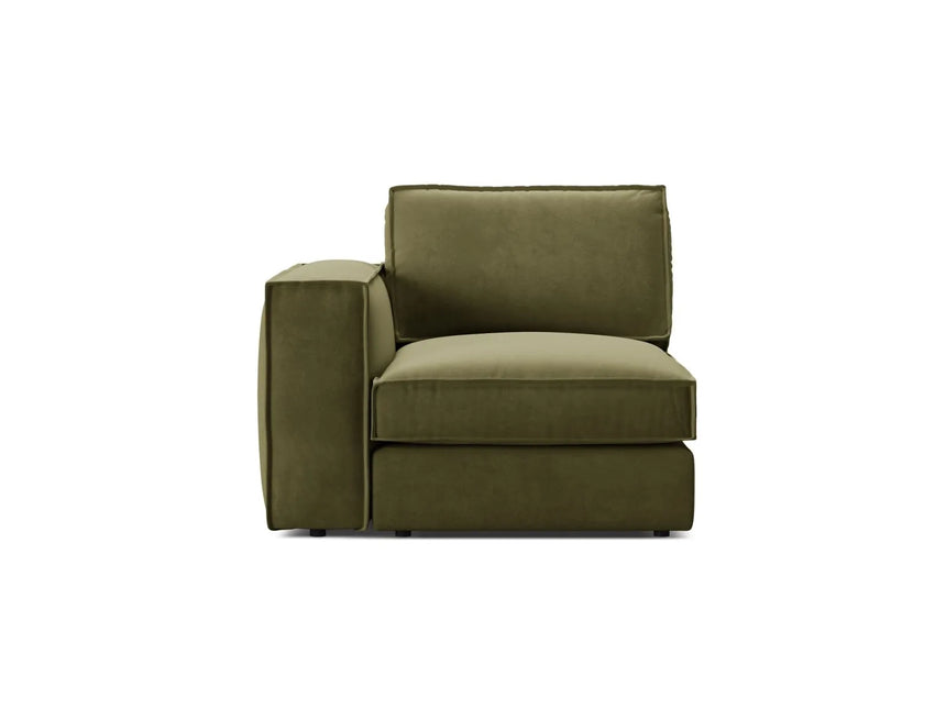 Pola Modulares 1-Sitzer Sofa Sitzelement, Linke Seite, aus Samt in Grün (Salvador 8), 103x103 cm von Micadoni – Bild 1