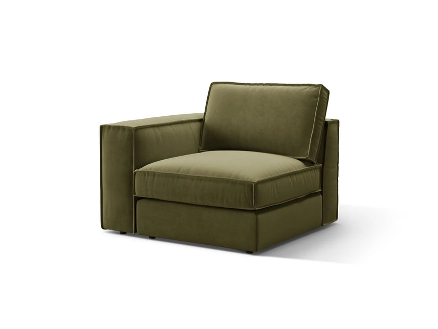 Pola Modulares 1-Sitzer Sofa Sitzelement, Linke Seite, aus Samt in Grün (Salvador 8), 103x103 cm von Micadoni – Bild 3