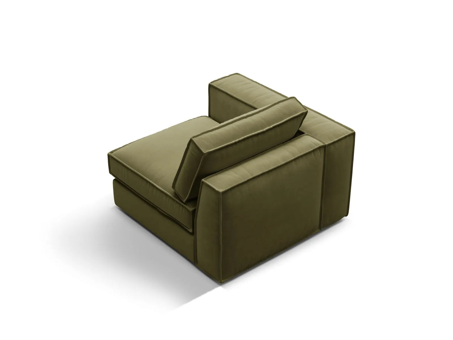 Pola Modulares 1-Sitzer Sofa Sitzelement, Linke Seite, aus Samt in Grün (Salvador 8), 103x103 cm von Micadoni – Bild 4