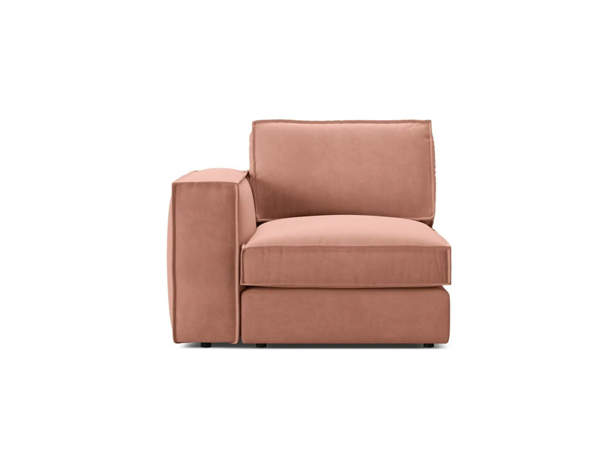 Pola Modulares 1-Sitzer Sofa Sitzelement, Linke Seite, aus Samt in Rosa (Salvador 11), 103x103 cm von Micadoni – Bild 1
