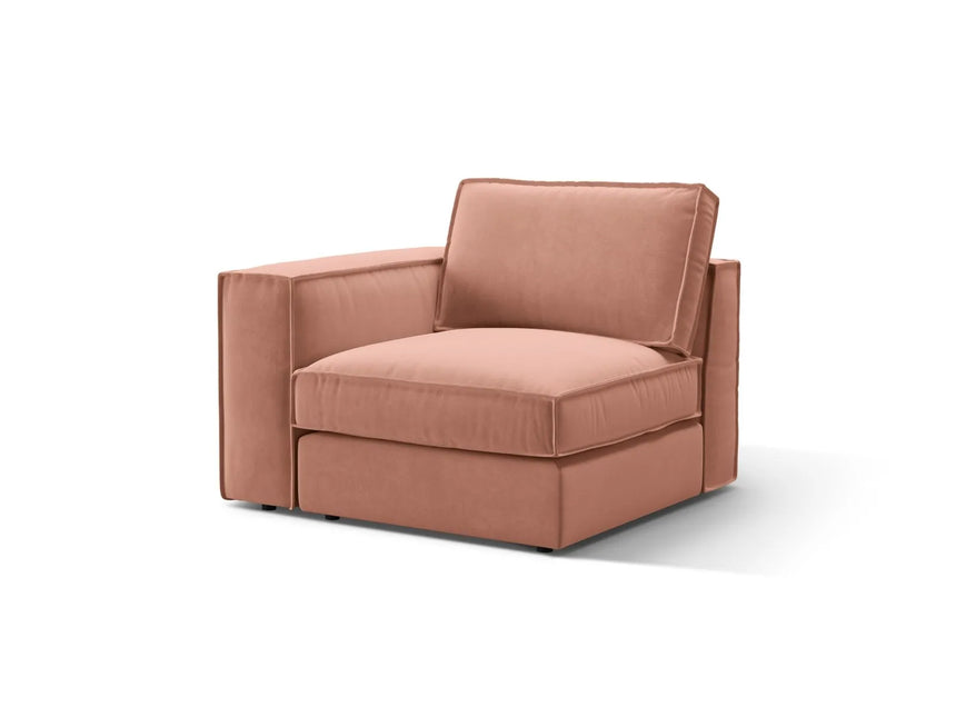 Pola Modulares 1-Sitzer Sofa Sitzelement, Linke Seite, aus Samt in Rosa (Salvador 11), 103x103 cm von Micadoni – Bild 3