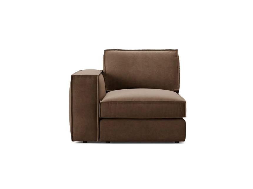 Pola Modulares 1-Sitzer Sofa Sitzelement, Linke Seite, aus Samt in Schokolade (Salvador 4), 103x103 cm von Micadoni – Bild 1
