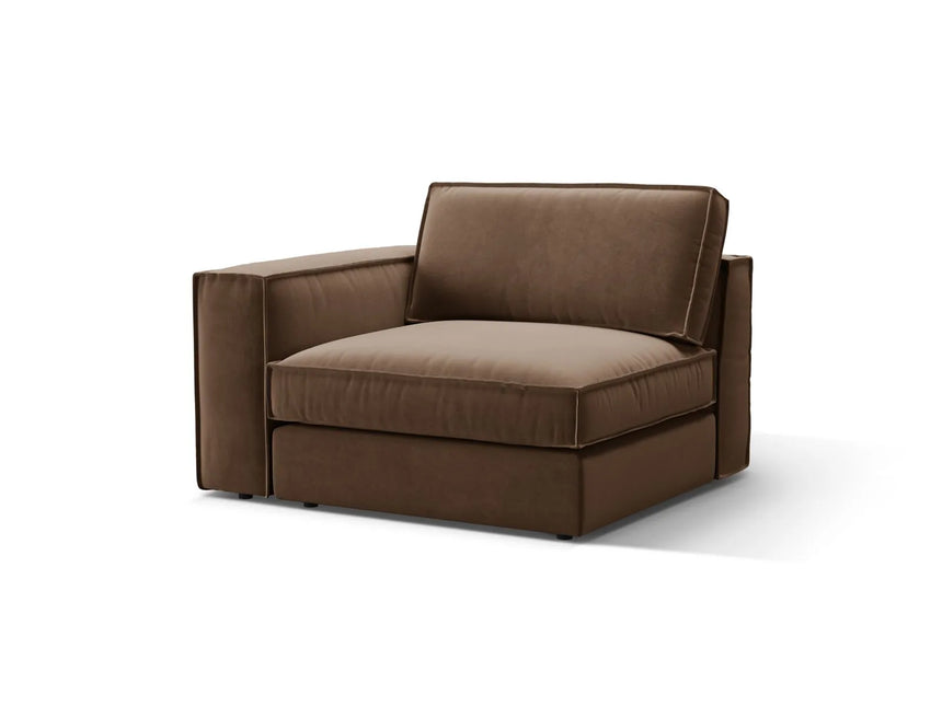 Pola Modulares 1-Sitzer Sofa Sitzelement, Linke Seite, aus Samt in Schokolade (Salvador 4), 103x118 cm von Micadoni – Bild 3