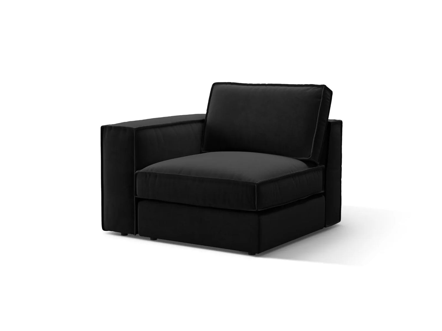 Pola Modulares 1-Sitzer Sofa Sitzelement, Linke Seite, aus Samt in Schwarz (Salvador 19), 103x103 cm von Micadoni – Bild 3