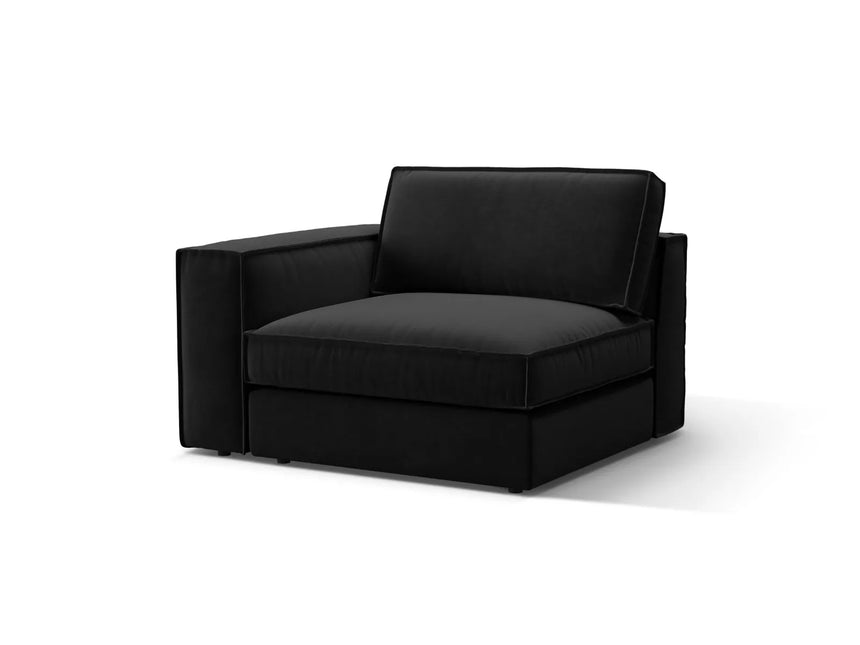 Pola Modulares 1-Sitzer Sofa Sitzelement, Linke Seite, aus Samt in Schwarz (Salvador 19), 103x118 cm von Micadoni – Bild 3