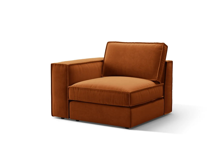 Pola Modulares 1-Sitzer Sofa Sitzelement, Linke Seite, aus Samt in Terrakotta (Salvador 14), 103x103 cm von Micadoni – Bild 3