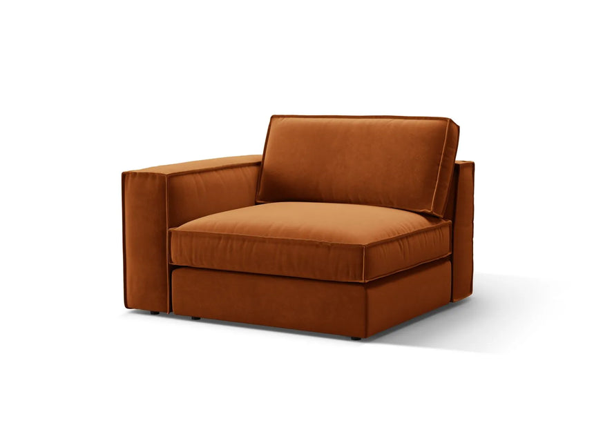 Pola Modulares 1-Sitzer Sofa Sitzelement, Linke Seite, aus Samt in Terrakotta (Salvador 14), 103x118 cm von Micadoni – Bild 3