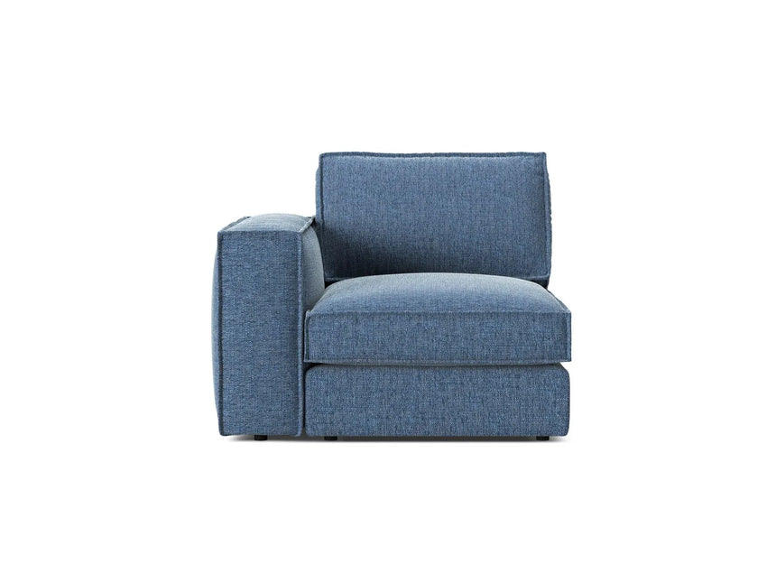 Pola Modulares 1-Sitzer Sofa Sitzelement, Linke Seite, aus Strukturierter Stoff in Dunkelblau (BABEL BLUE), 103x103 cm von Micadoni – Bild 1