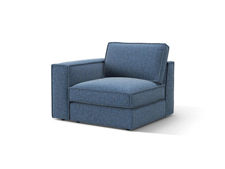 Pola Modulares 1-Sitzer Sofa Sitzelement, Linke Seite, aus Strukturierter Stoff in Dunkelblau (BABEL BLUE), 103x103 cm von Micadoni – Bild 3