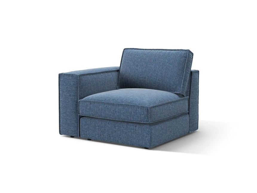 Pola Modulares 1-Sitzer Sofa Sitzelement, Linke Seite, aus Strukturierter Stoff in Dunkelblau (BABEL BLUE), 103x103 cm von Micadoni – Bild 3