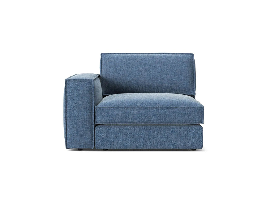 Pola Modulares 1-Sitzer Sofa Sitzelement, Linke Seite, aus Strukturierter Stoff in Dunkelblau (BABEL BLUE), 103x118 cm von Micadoni – Bild 1