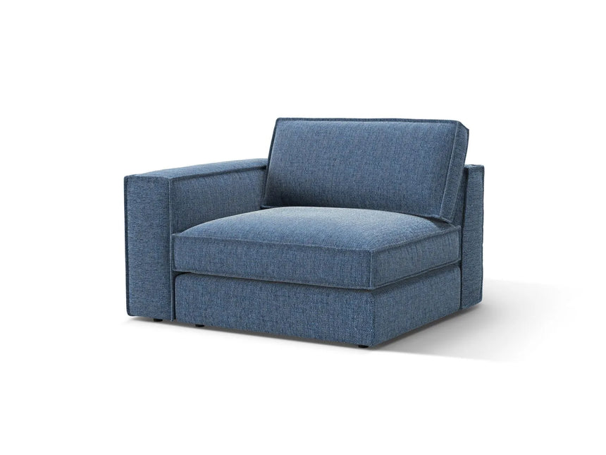 Pola Modulares 1-Sitzer Sofa Sitzelement, Linke Seite, aus Strukturierter Stoff in Dunkelblau (BABEL BLUE), 103x118 cm von Micadoni – Bild 3