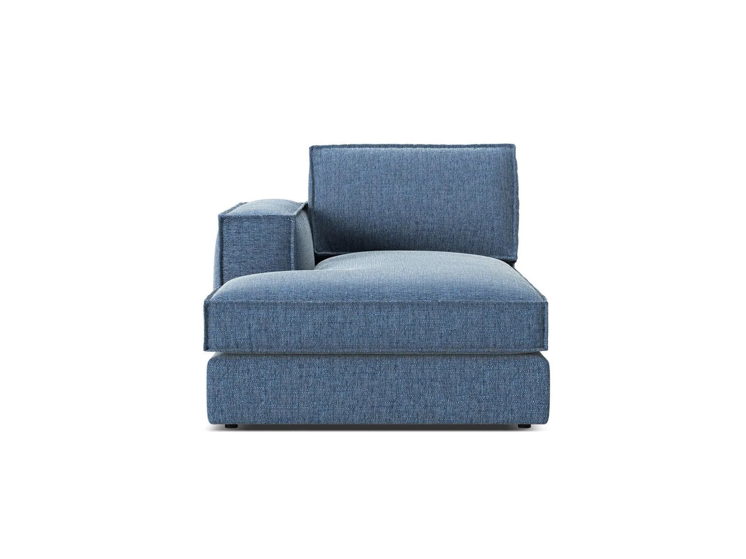 Pola Modulares 1-Sitzer Sofa Sitzelement, Linke Seite, aus Strukturierter Stoff in Dunkelblau (BABEL BLUE), 103x158 cm von Micadoni – Bild 1