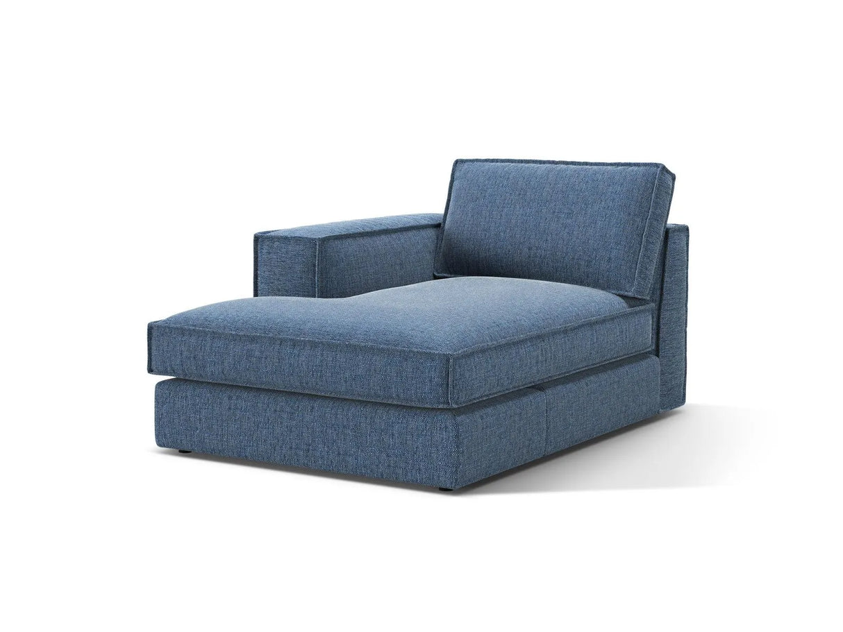 Pola Modulares 1-Sitzer Sofa Sitzelement, Linke Seite, aus Strukturierter Stoff in Dunkelblau (BABEL BLUE), 103x158 cm von Micadoni – Bild 3