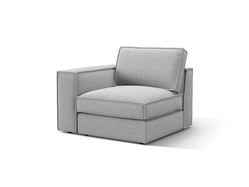 Pola Modulares 1-Sitzer Sofa Sitzelement, Linke Seite, aus Strukturierter Stoff in Hellgrau (BABEL LIGHT GREY), 103x103 cm von Micadoni – Bild 3