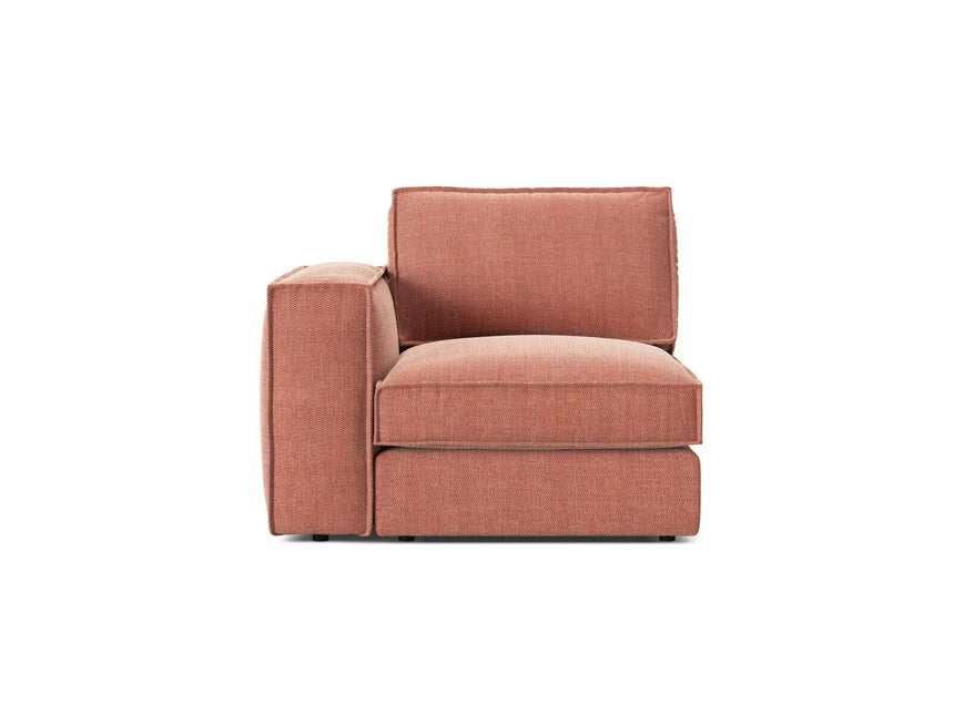 Pola Modulares 1-Sitzer Sofa Sitzelement, Linke Seite, aus Strukturierter Stoff in Red (BABEL RED), 103x103 cm von Micadoni – Bild 1