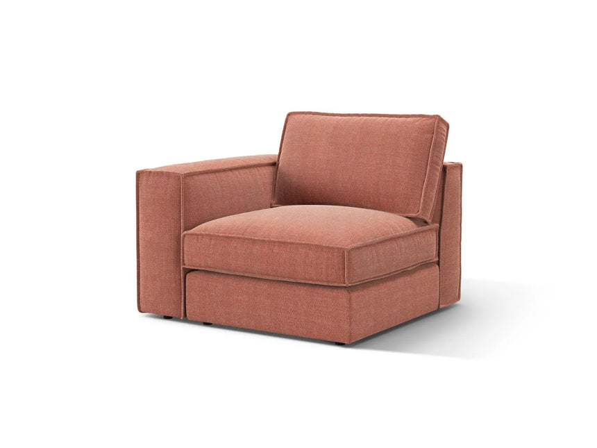 Pola Modulares 1-Sitzer Sofa Sitzelement, Linke Seite, aus Strukturierter Stoff in Red (BABEL RED), 103x103 cm von Micadoni – Bild 3