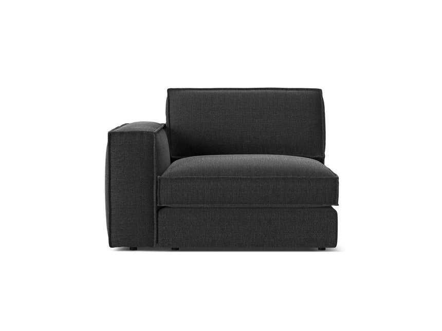 Pola Modulares 1-Sitzer Sofa Sitzelement, Linke Seite, aus Strukturierter Stoff in Schwarz (BABEL BLACK), 103x118 cm von Micadoni – Bild 1