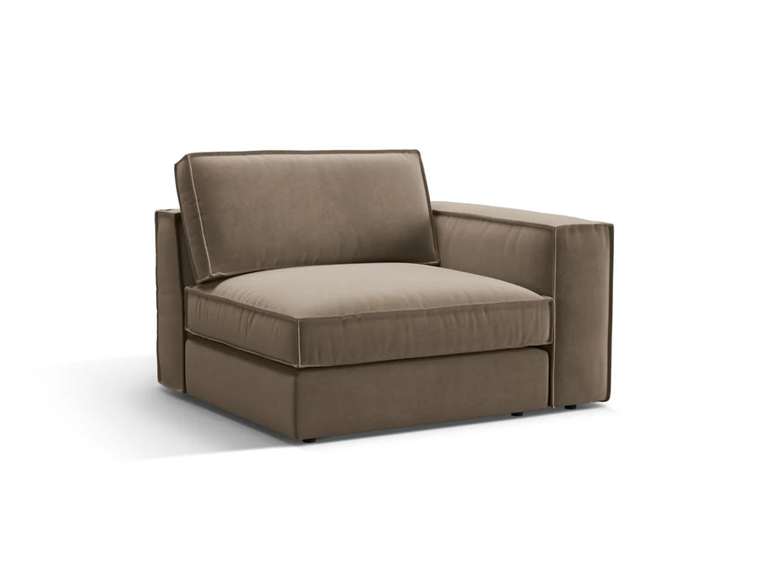 Pola Modulares 1-Sitzer Sofa Sitzelement, Rechte Seite, aus Samt in Grau-Braun (Salvador 3), 103x118 cm von Micadoni – Bild 3