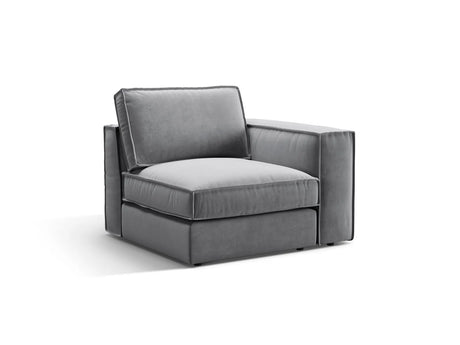 Pola Modulares 1-Sitzer Sofa Sitzelement, Rechte Seite, aus Samt in Grau (Salvador 17), 103x103 cm von Micadoni – Bild 3