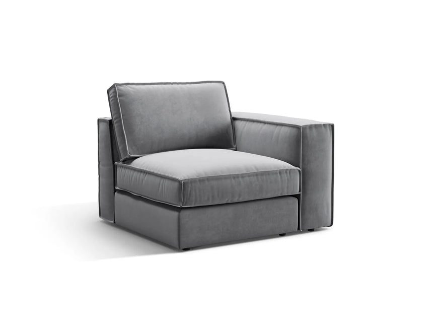 Pola Modulares 1-Sitzer Sofa Sitzelement, Rechte Seite, aus Samt in Grau (Salvador 17), 103x103 cm von Micadoni – Bild 3
