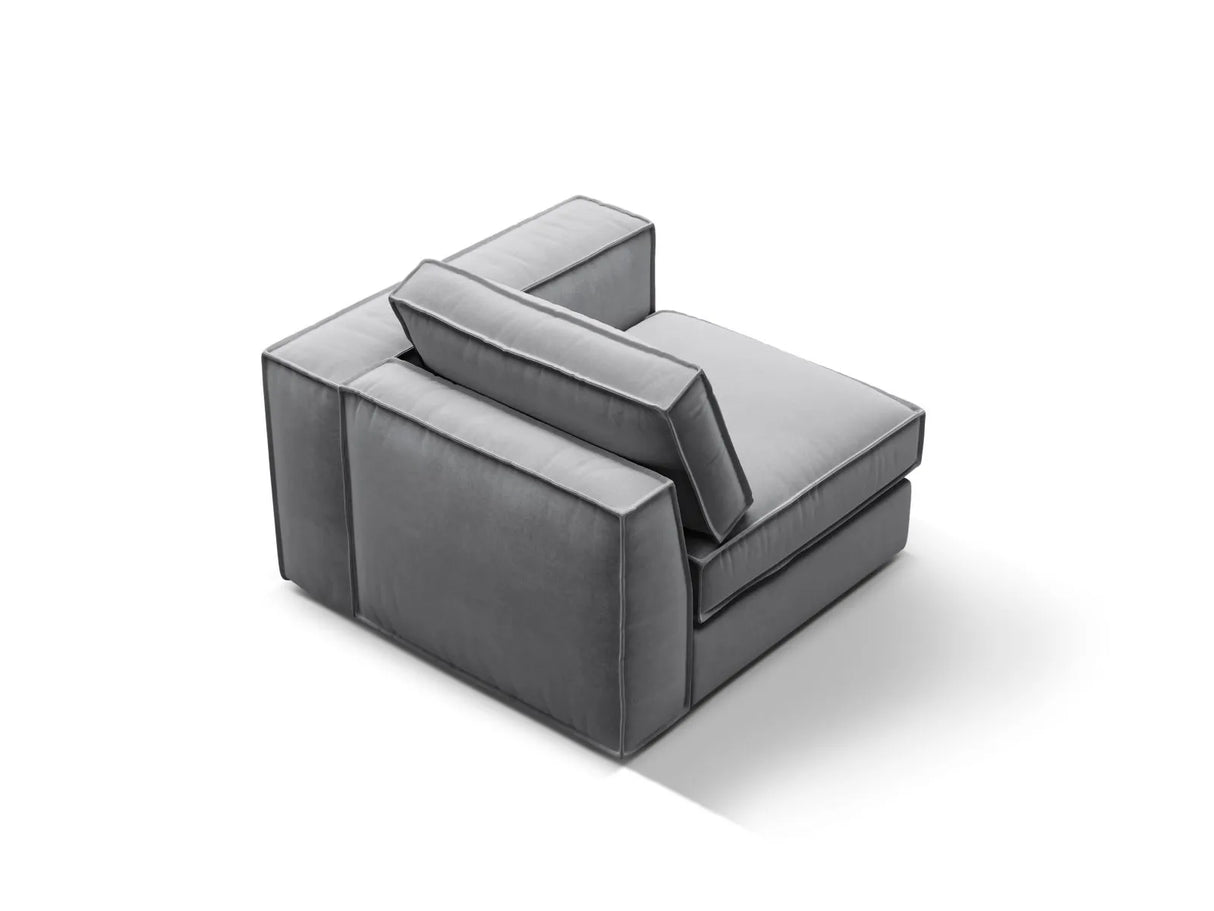 Pola Modulares 1-Sitzer Sofa Sitzelement, Rechte Seite, aus Samt in Grau (Salvador 17), 103x103 cm von Micadoni – Bild 4