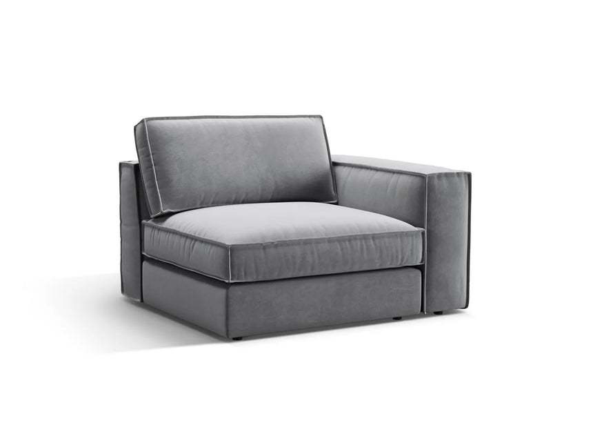 Pola Modulares 1-Sitzer Sofa Sitzelement, Rechte Seite, aus Samt in Grau (Salvador 17), 103x118 cm von Micadoni – Bild 3