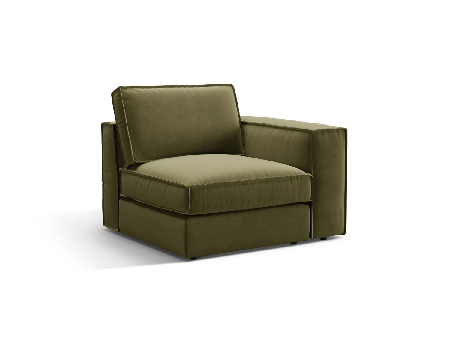 Pola Modulares 1-Sitzer Sofa Sitzelement, Rechte Seite, aus Samt in Grün (Salvador 8), 103x103 cm von Micadoni – Bild 3