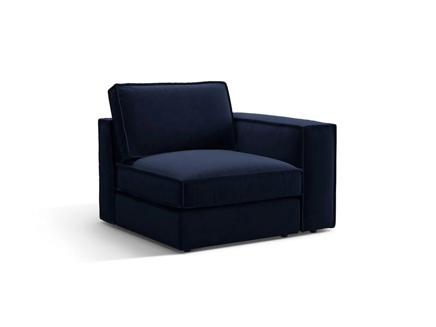 Pola Modulares 1-Sitzer Sofa Sitzelement, Rechte Seite, aus Samt in Königsblau (Salvador 5), 103x103 cm von Micadoni – Bild 3