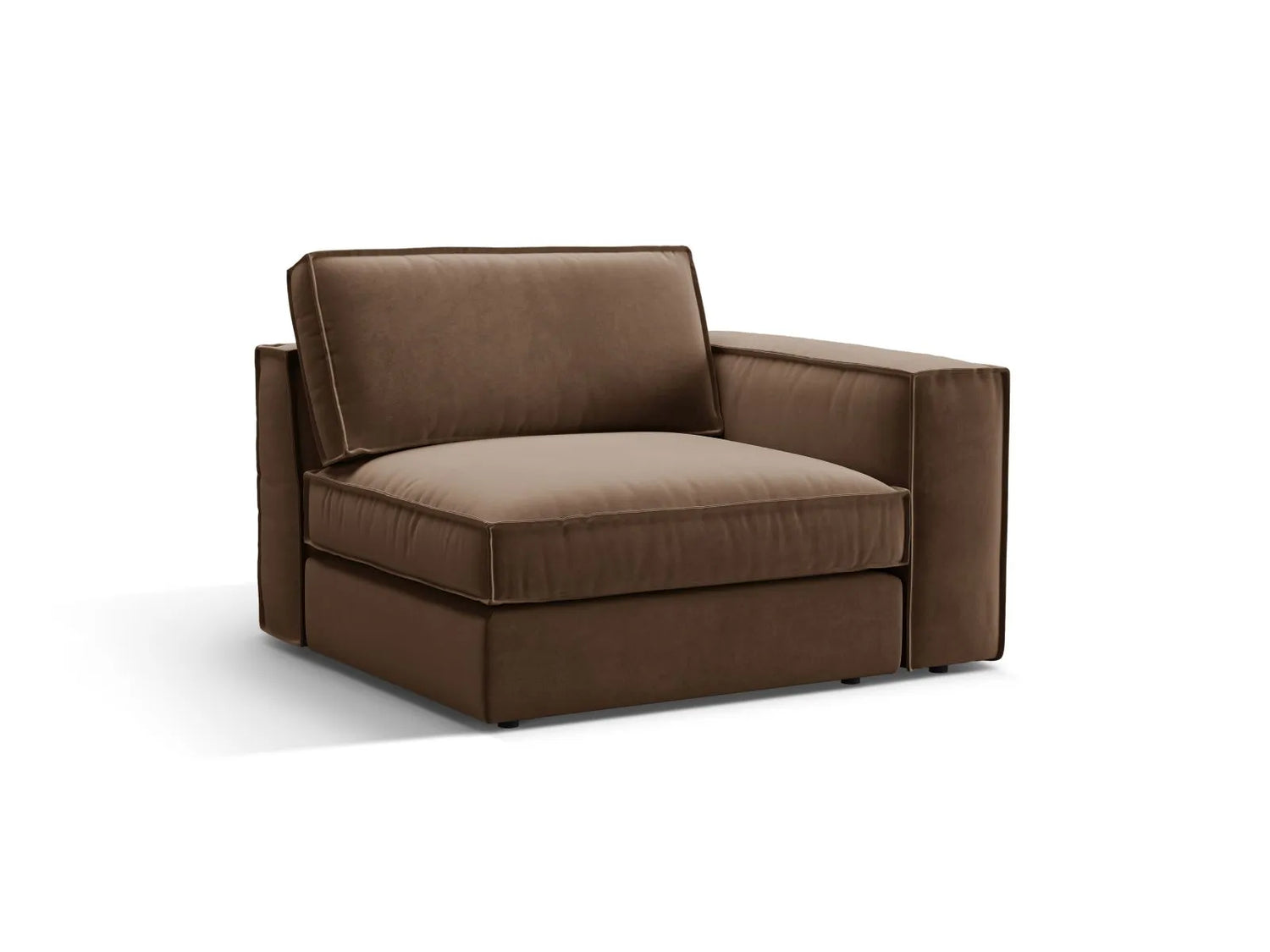Pola Modulares 1-Sitzer Sofa Sitzelement, Rechte Seite, aus Samt in Schokolade (Salvador 4), 103x118 cm von Micadoni – Bild 3