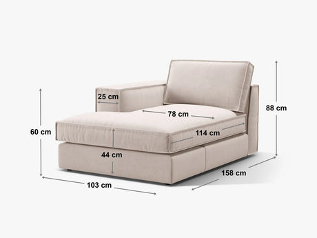 Pola Modulares 1-Sitzer Sofa Sitzelement, Rechte Seite, aus Samt in Schwarz (Salvador 19), 103x158 cm von Micadoni – Bild 2
