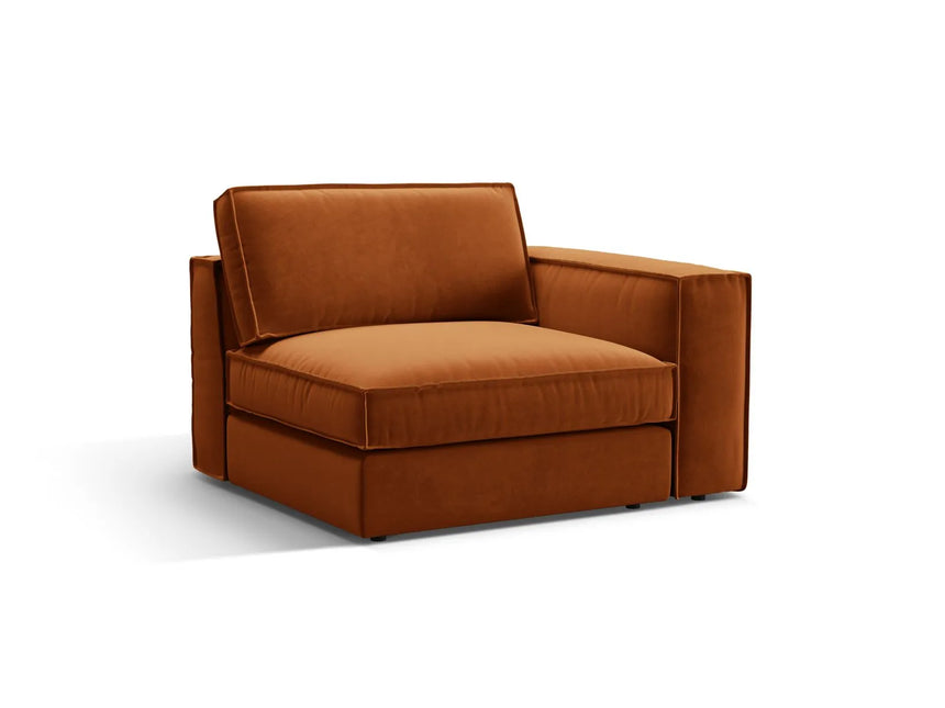Pola Modulares 1-Sitzer Sofa Sitzelement, Rechte Seite, aus Samt in Terrakotta (Salvador 14), 103x118 cm von Micadoni – Bild 3