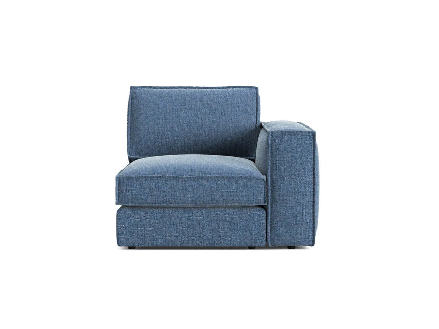 Pola Modulares 1-Sitzer Sofa Sitzelement, Rechte Seite, aus Strukturierter Stoff in Dunkelblau (BABEL BLUE), 103x103 cm von Micadoni – Bild 1
