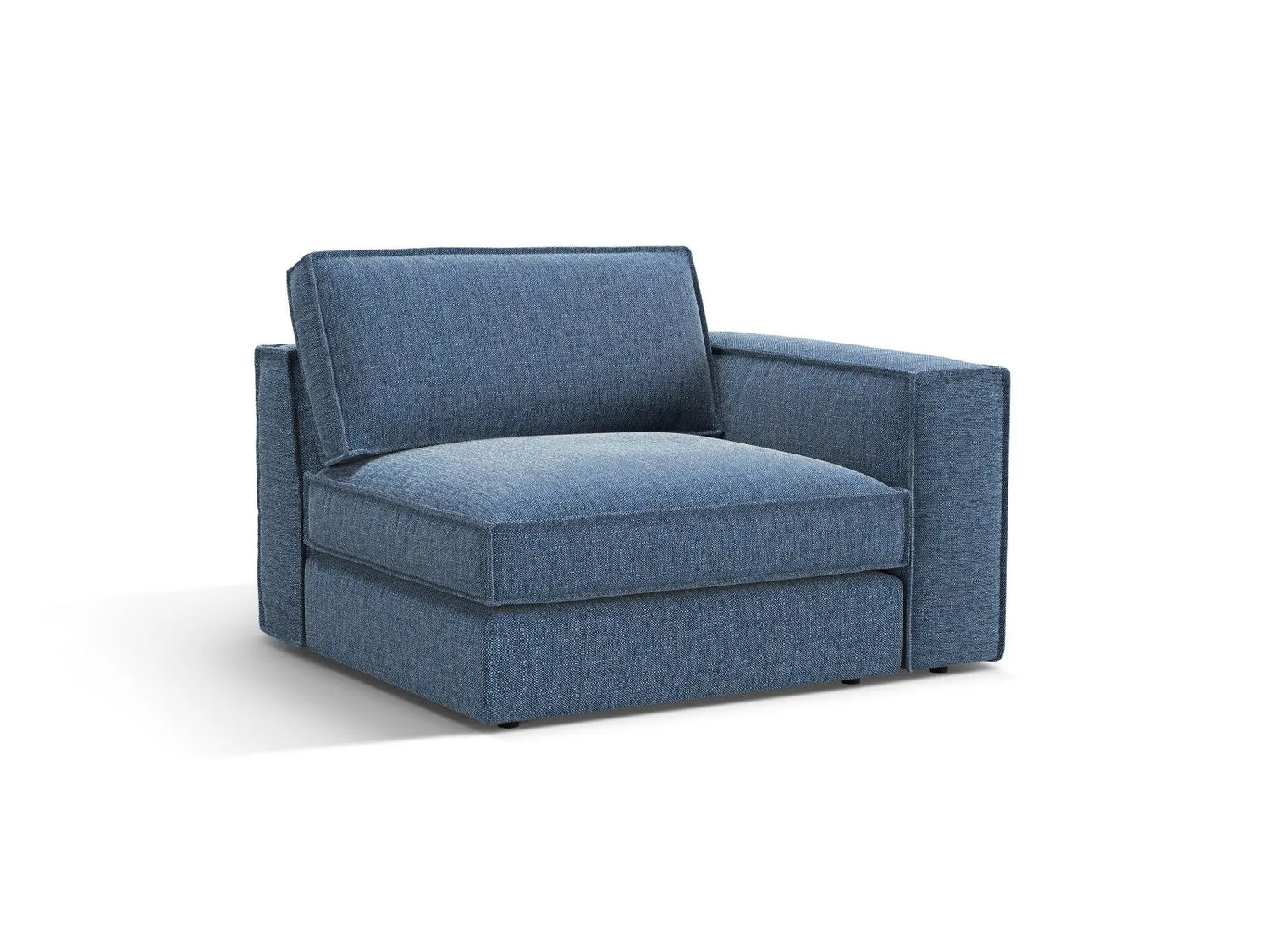 Pola Modulares 1-Sitzer Sofa Sitzelement, Rechte Seite, aus Strukturierter Stoff in Dunkelblau (BABEL BLUE), 103x118 cm von Micadoni – Bild 3