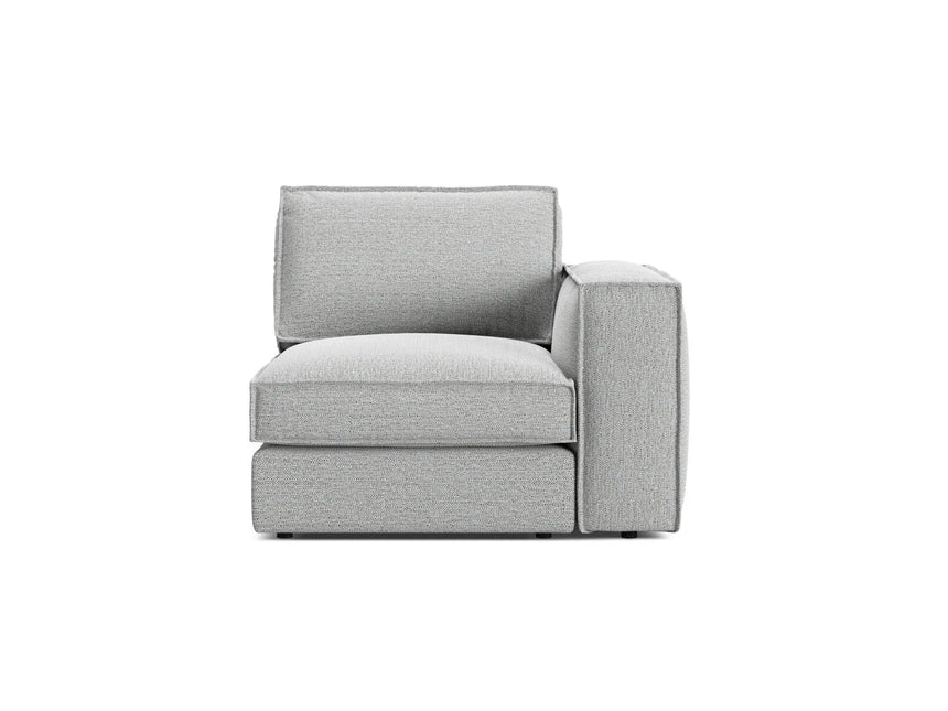 Pola Modulares 1-Sitzer Sofa Sitzelement, Rechte Seite, aus Strukturierter Stoff in Hellgrau (BABEL LIGHT GREY), 103x103 cm von Micadoni – Bild 1
