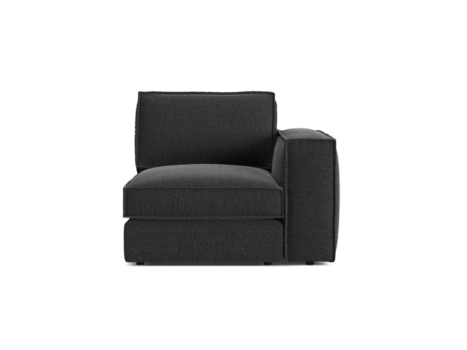 Pola Modulares 1-Sitzer Sofa Sitzelement, Rechte Seite, aus Strukturierter Stoff in Schwarz (BABEL BLACK), 103x103 cm von Micadoni – Bild 1