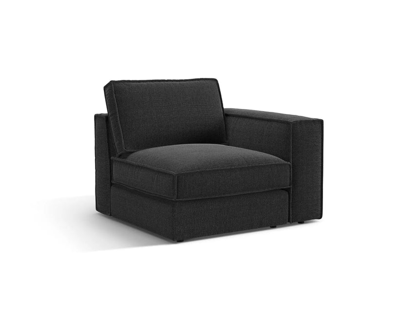Pola Modulares 1-Sitzer Sofa Sitzelement, Rechte Seite, aus Strukturierter Stoff in Schwarz (BABEL BLACK), 103x103 cm von Micadoni – Bild 3