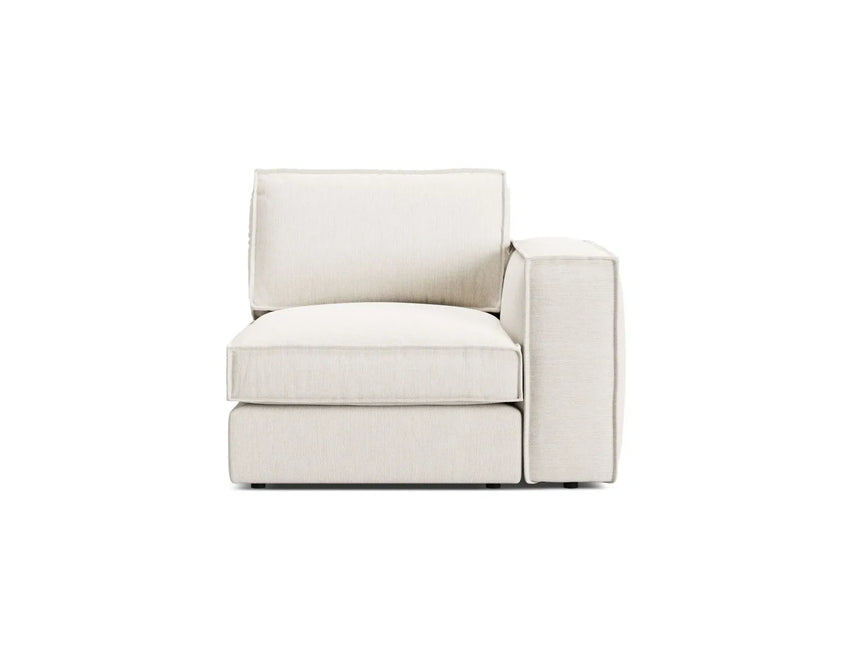 Pola Modulares 1-Sitzer Sofa Sitzelement, Rechte Seite, aus Strukturierter Stoff in Weiß (BABEL WHITE), 103x103 cm von Micadoni – Bild 1