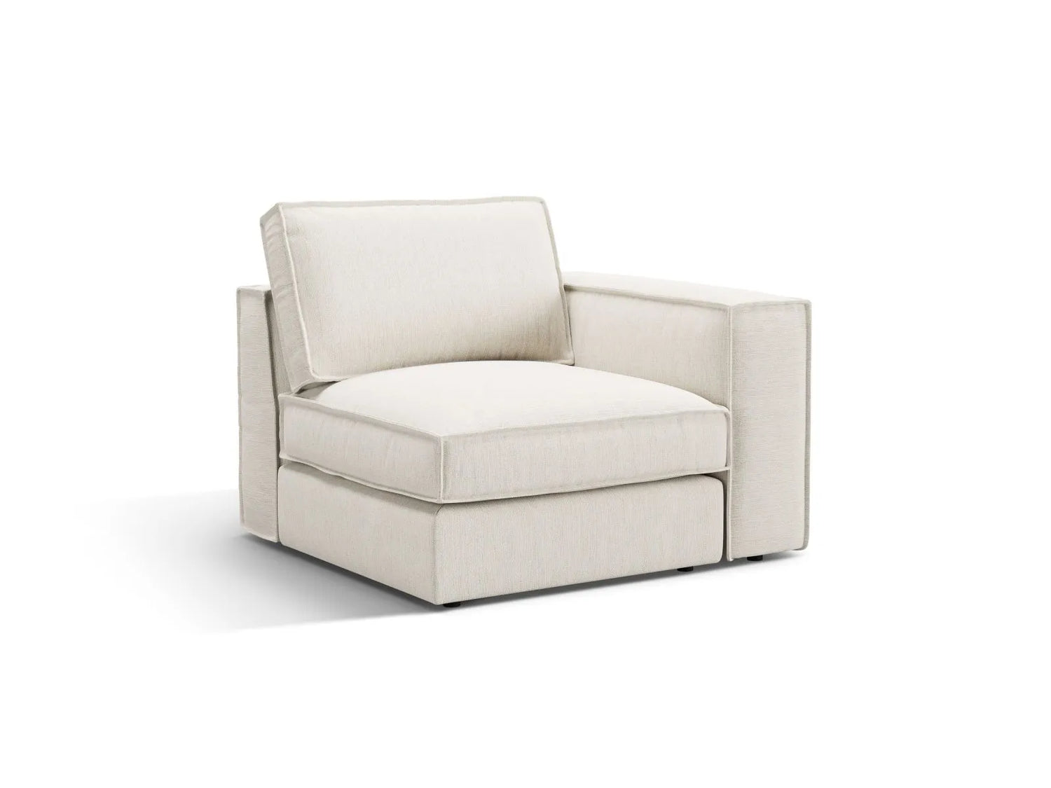 Pola Modulares 1-Sitzer Sofa Sitzelement, Rechte Seite, aus Strukturierter Stoff in Weiß (BABEL WHITE), 103x103 cm von Micadoni – Bild 3