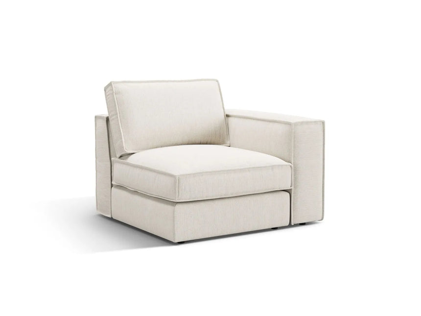 Pola Modulares 1-Sitzer Sofa Sitzelement, Rechte Seite, aus Strukturierter Stoff in Weiß (BABEL WHITE), 103x103 cm von Micadoni – Bild 3