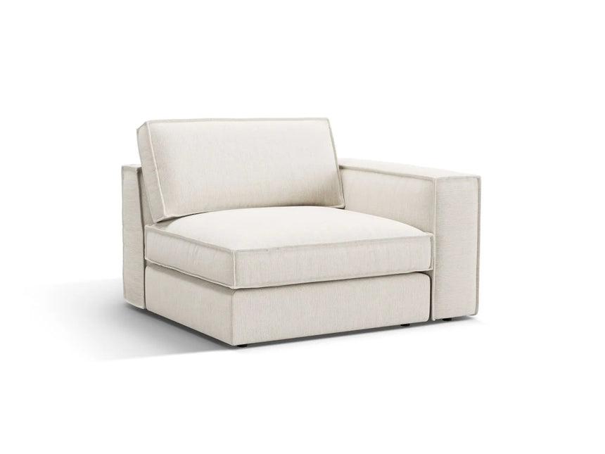 Pola Modulares 1-Sitzer Sofa Sitzelement, Rechte Seite, aus Strukturierter Stoff in Weiß (BABEL WHITE), 103x118 cm von Micadoni – Bild 3