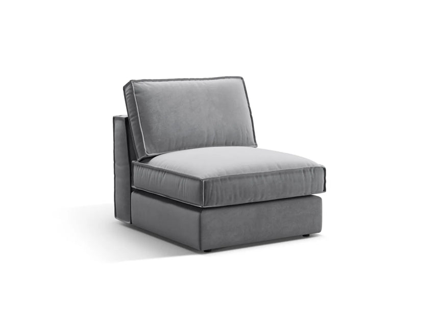Pola Modulares 1-Sitzer Sofa aus Samt in Grau (Salvador 17), 80x103x88 cm von Micadoni – Bild 3