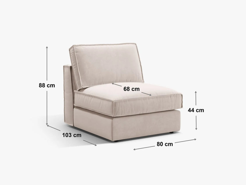 Pola Modulares 1-Sitzer Sofa aus Samt in Königsblau (Salvador 5), 80x103x88 cm von Micadoni – Bild 2